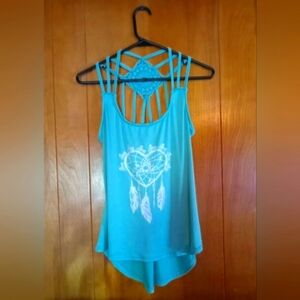 Light blue with cute dream catcher design, tank top! New! Size small